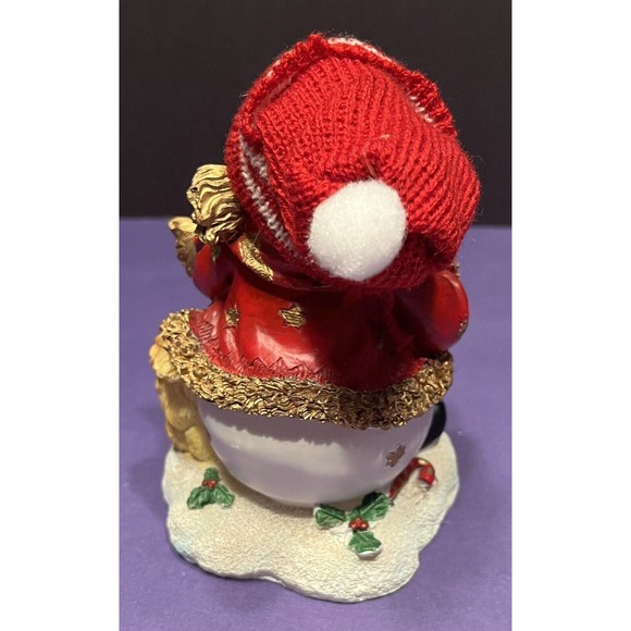 Vintage 5 3/4” Resin Snowman with Knit Toboggan Hat Christmas Winter Figurine - Picture 4 of 6